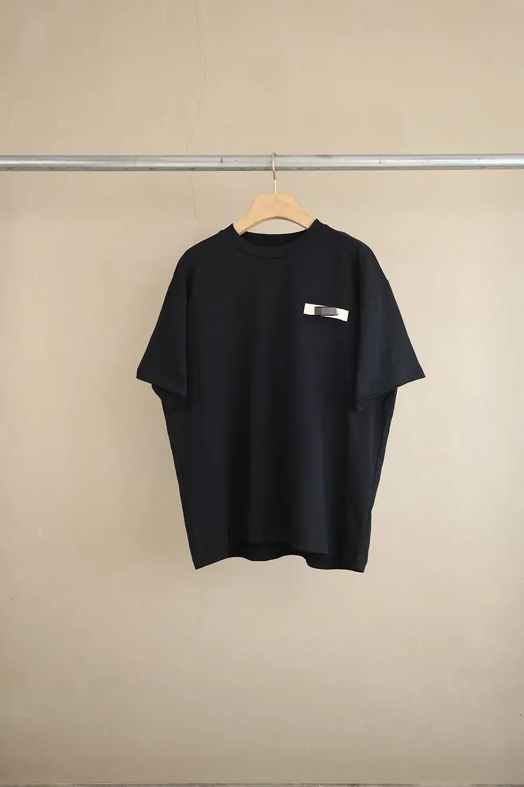 Summer Short-Sleeve O-Neck T-Shirt with Webbing Logo on the Chest