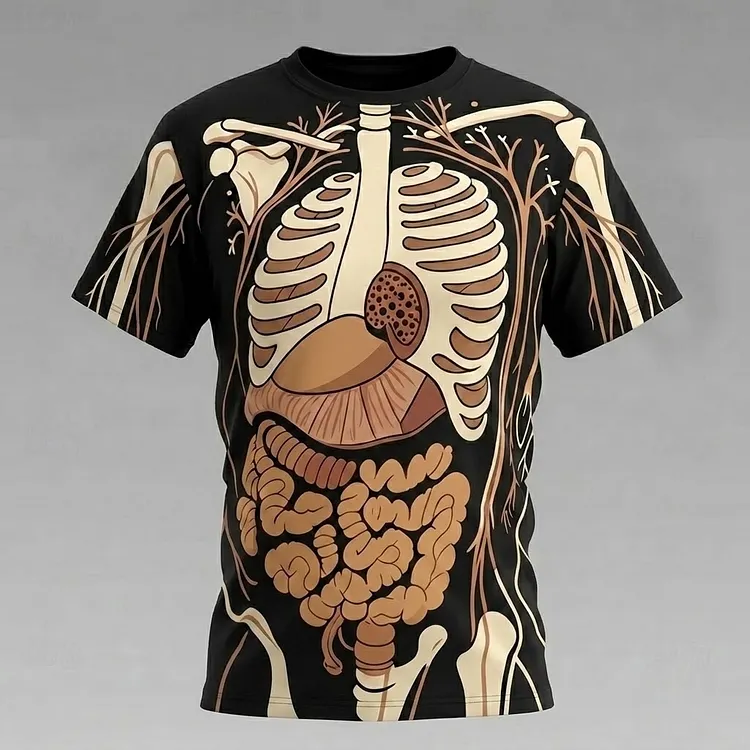 Men's Classic Halloween Anatomy Art Short Sleeve T-shirt