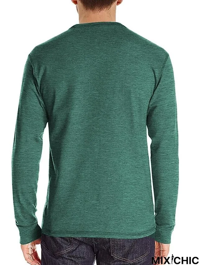 Men's Long Sleeve T-Shirt Solid Color Casual Top Basic Non-Printing Shirt Soft Touch Daily Wear