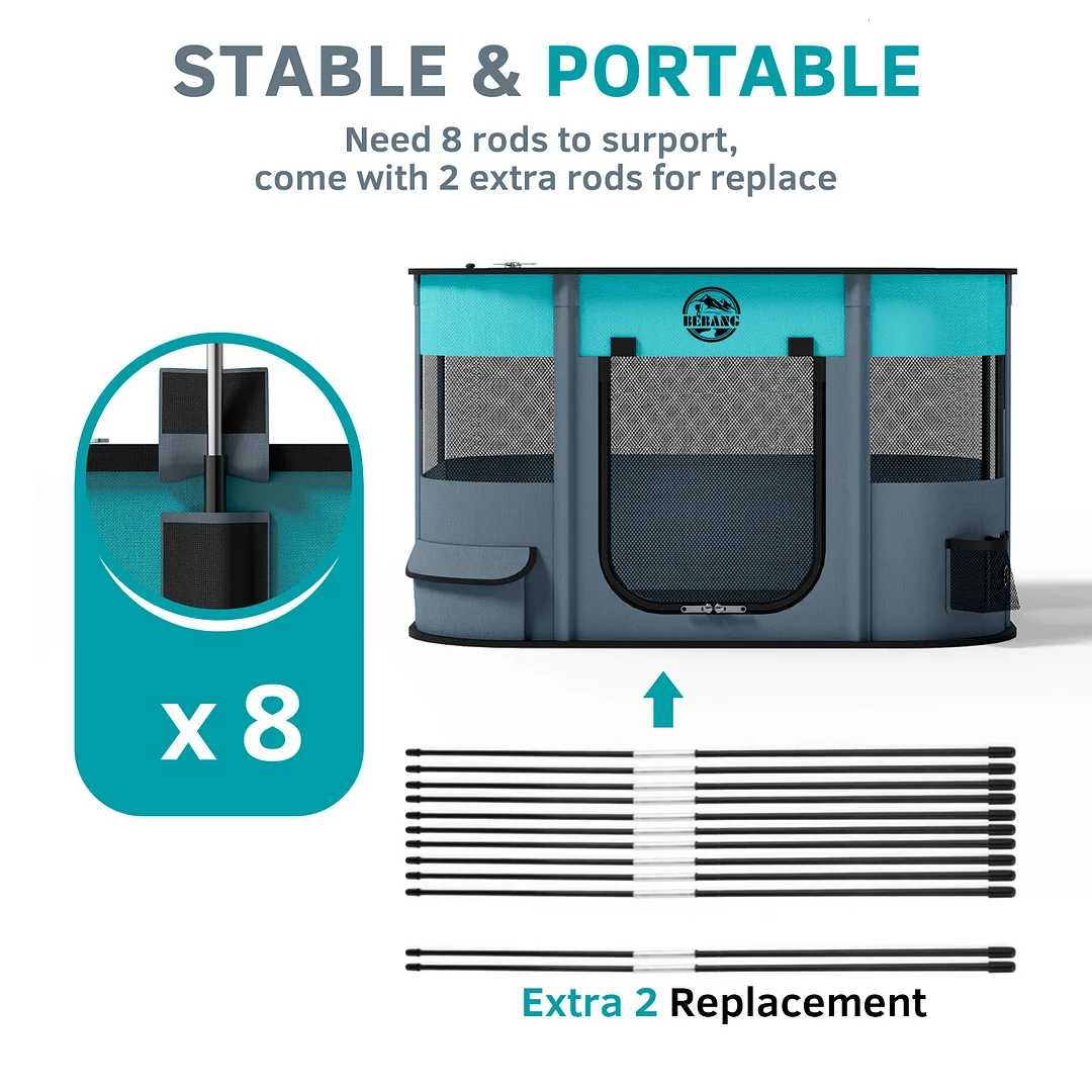 BEBANG Dog Playpen, Pet PlayPen for Indoors Outdoor for Small Dogs Portable Pet Crate Kennel House for Cats Rabbit Kitten (L)