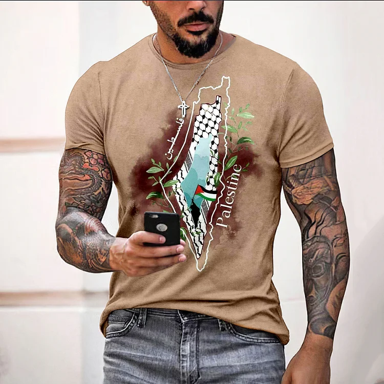 Men's Be Free And Peace Forever Print Casual T-Shirt