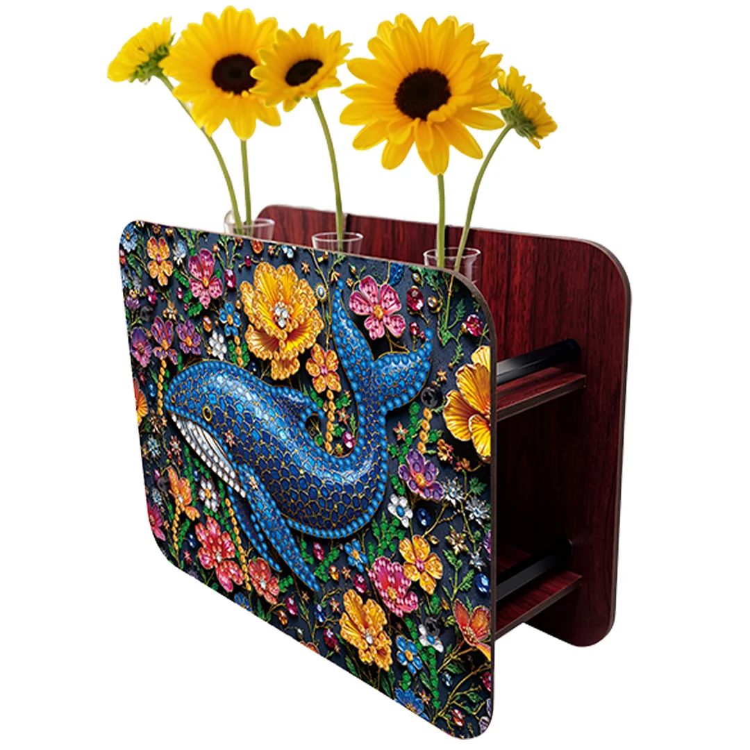 Gem Dolphin DIY Diamond Painting Wooden Tube Vase for Adults Gift Home Decor