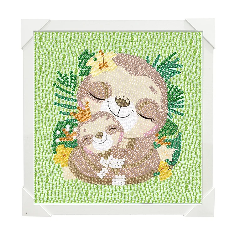 Simple Children'S Painting Sloth 15*15CM (Canvas) Full Round Drill Diamond Painting gbfke