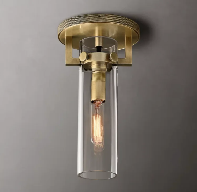Machinist Cylinder Glass Cloche Flushmount Vjlight