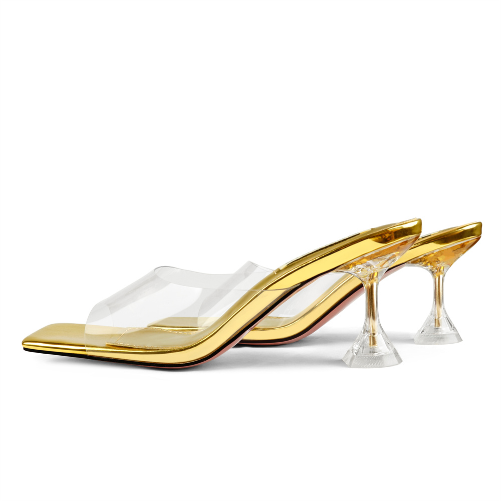 7cm/2.76''  Transparent Low Heeled Sandals Women's Slippers