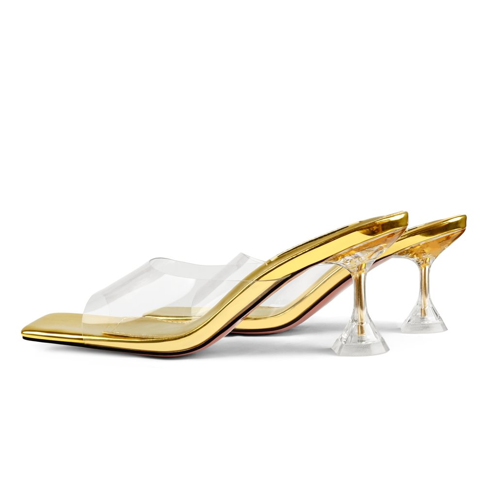 7cm/2.76''  Transparent Low Heeled Sandals Women's Slippers