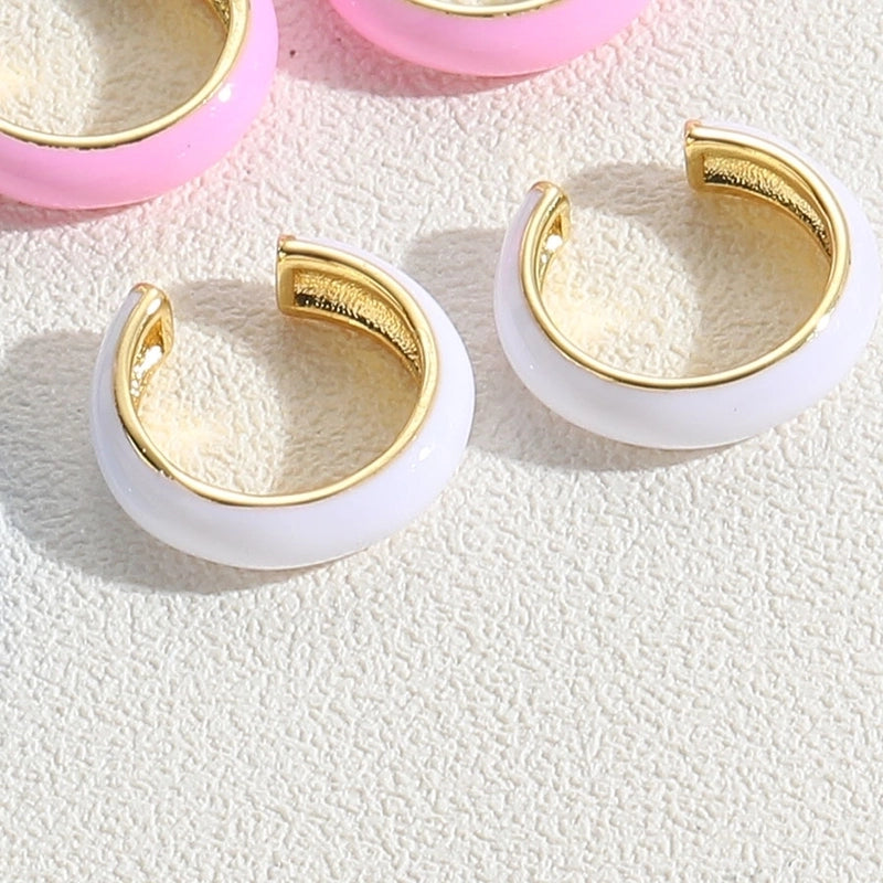 1 Pair Elegant Minimalist Solid Color Epoxy Plating Brass 14k Gold Plated Ear Cuffs