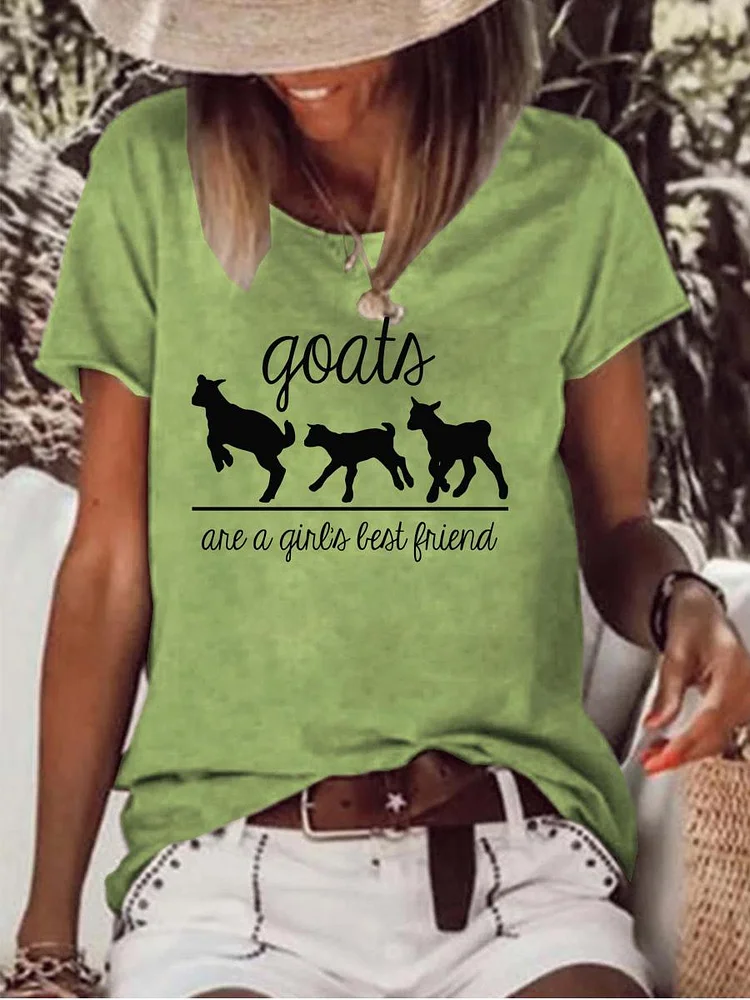 Goats are a girl's best friend Retro Raw Hem Tee