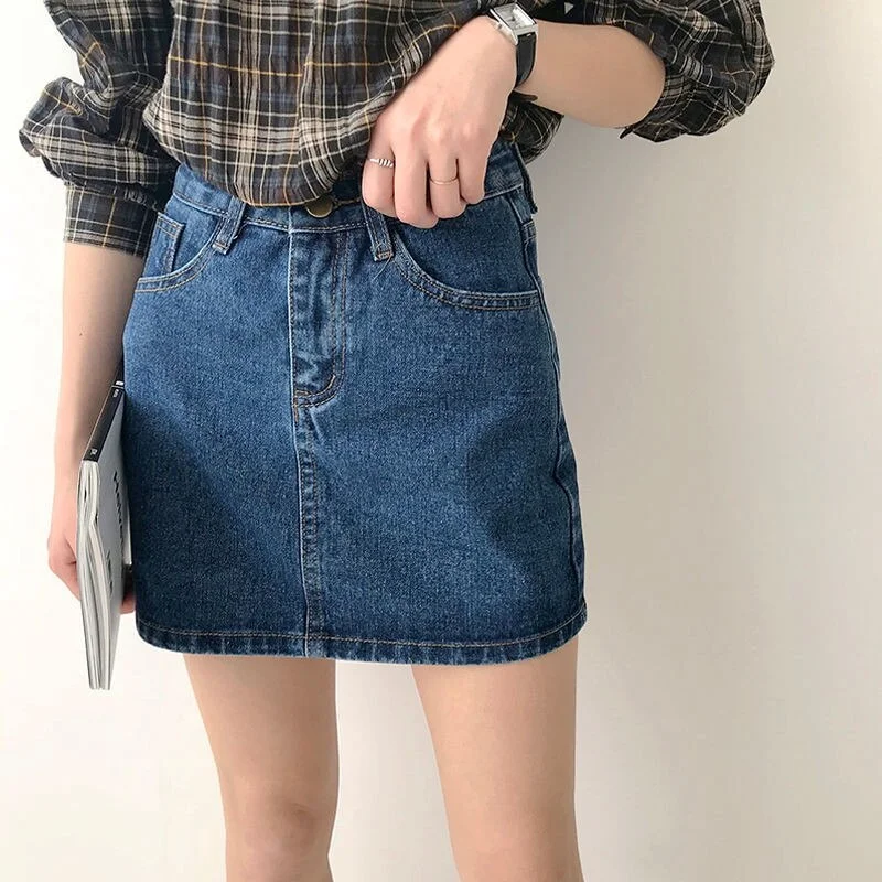 Vintage Summer Denim Skirt Women High Wasit Jeans Skirt Pencil Mini Skirts Vestidos De Mujer Casual De Fiesta