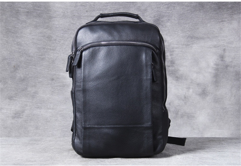 Front Display Color Black of Leather Backpack