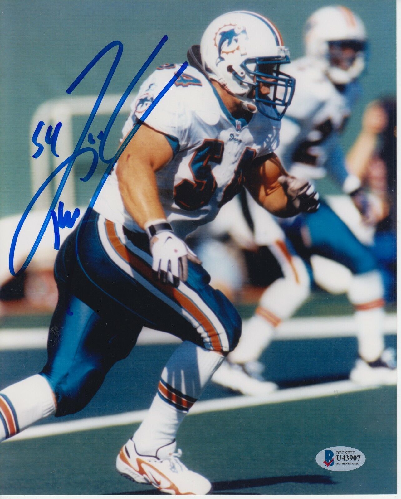 ZACH THOMAS SIGNED 8X10 MIAMI DOLPHINS Photo Poster painting BECKETT CERTIFIED #3