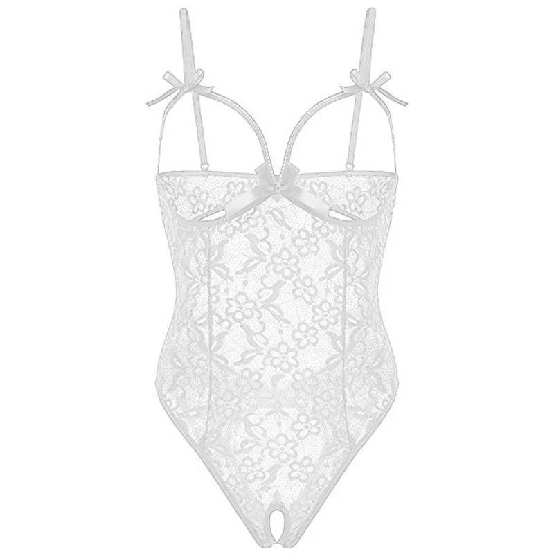 Sexy Open Bra Crotchless Bodysuits One-piece Women Lace Lingerie Sexy Backless Transparent Lingerie Erotic Hot Sex Shop 1108