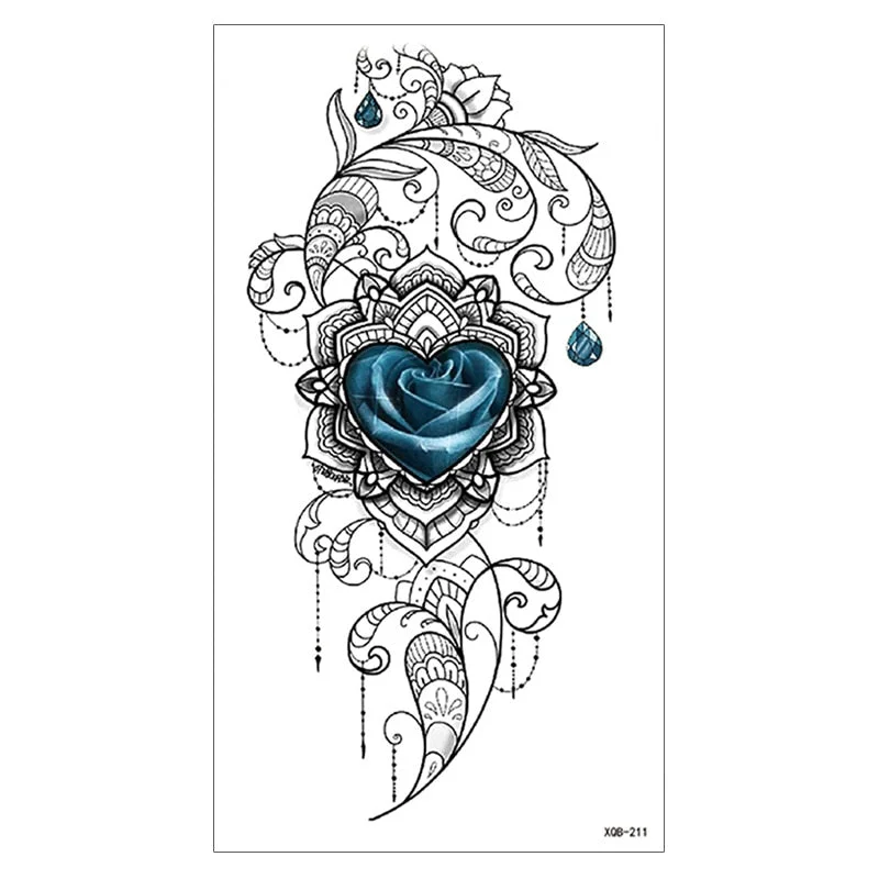 Waterproof Temporary Tattoo Sticker Snake Flower Rose Flash Tattoos Lace Fox Lion Bird Body Art Arm Skull Fake Sleeve Tattoo