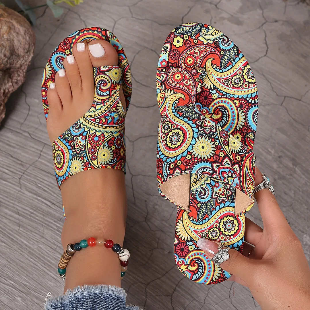 Breakj Breakj Sandals Women's National Style 2025 Summer New Breathable Printing Cover Roman Style Cool Slippers Women