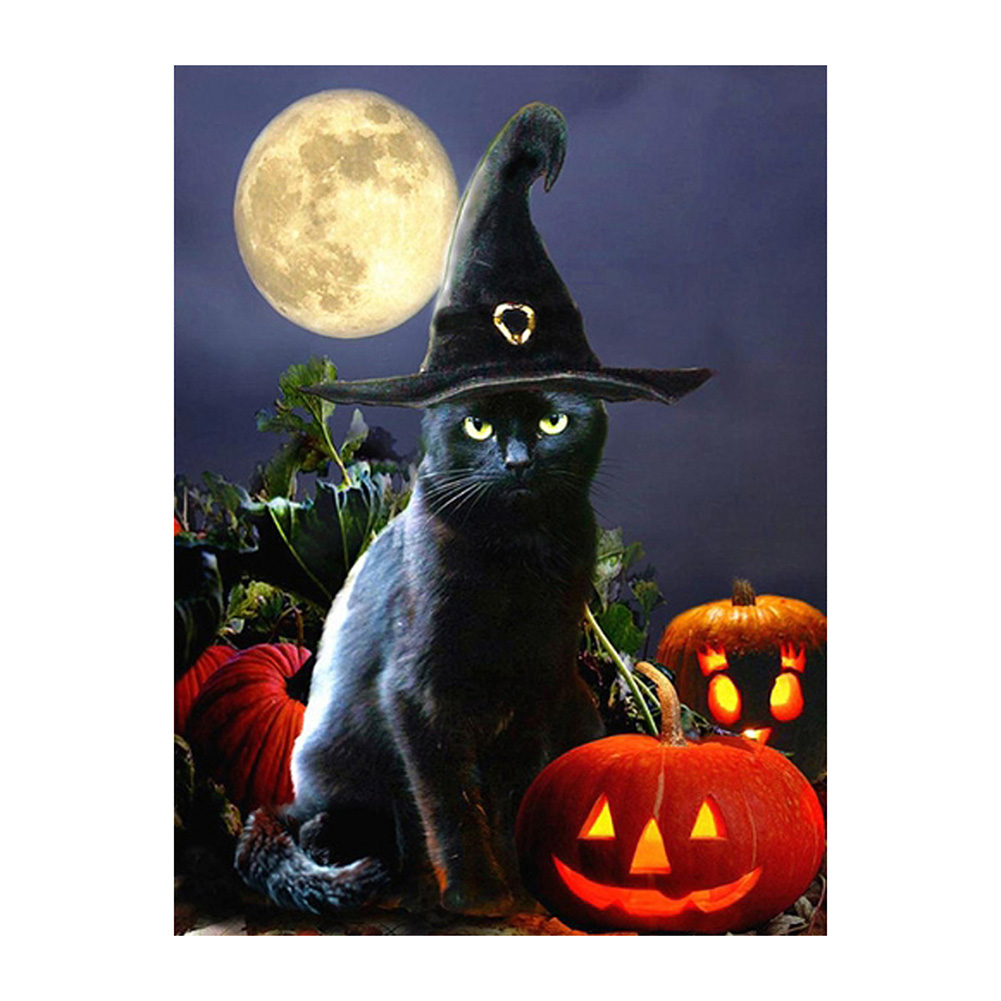 

Halloween Black Cat - Round Drill Diamond Painting - 30*40CM, 501 Original