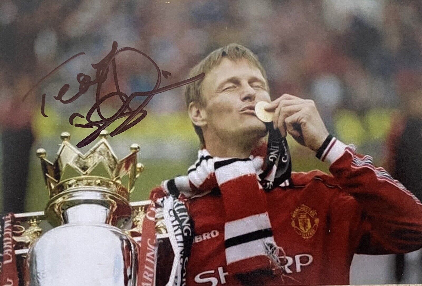 Teddy Sheringham Genuine Hand Signed Manchester United 6X4 Photo Poster painting