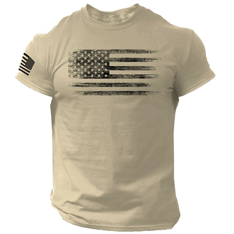 Men's Vintage American Flag Print Short Sleeve T-Shirt