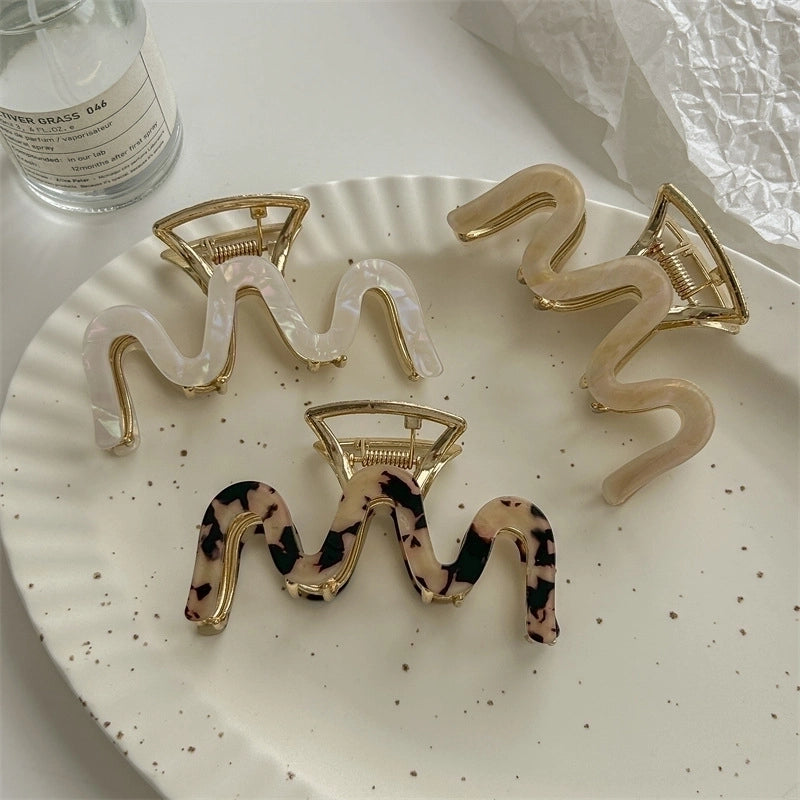 Women's Minimalist Waves PVC Metal Hair Claws