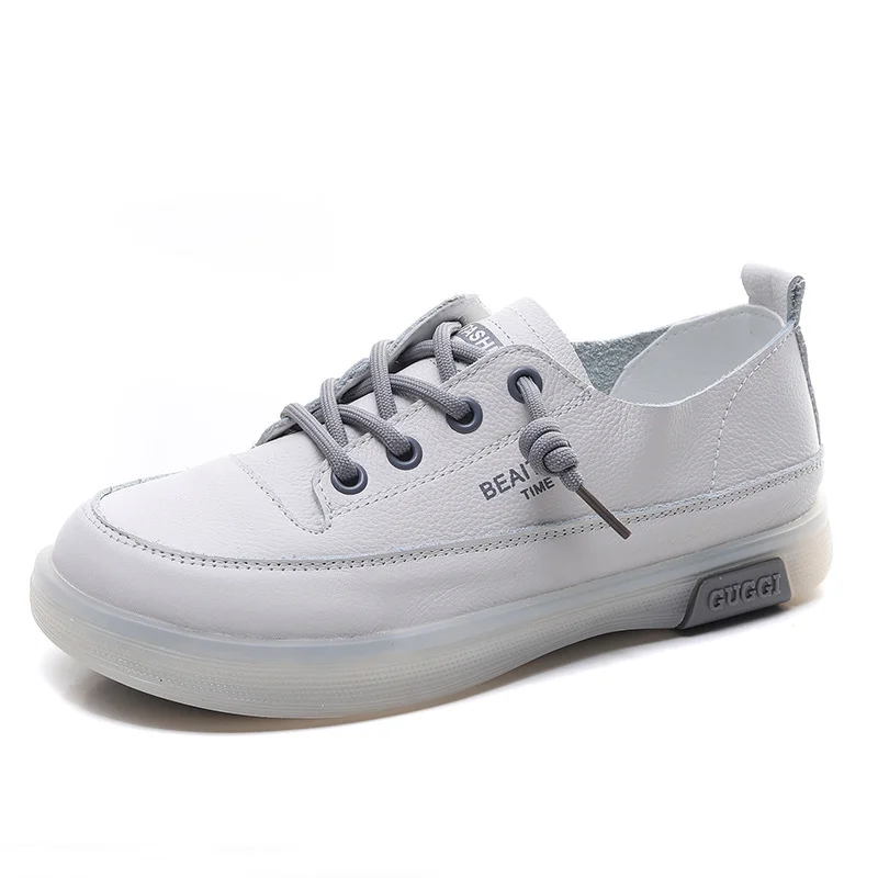 Yyvonne Layer Cowhuff Soft Sole Single Shoes Spring And Summer New Leather Flat Plate Shoes Women Comfortable Soft Small White Shoes