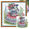Peter Rabbit Partial Stamped Cross Stitch Kit 14CT 2 Strands 30x30cm DIY Embroidery Needlepoint
