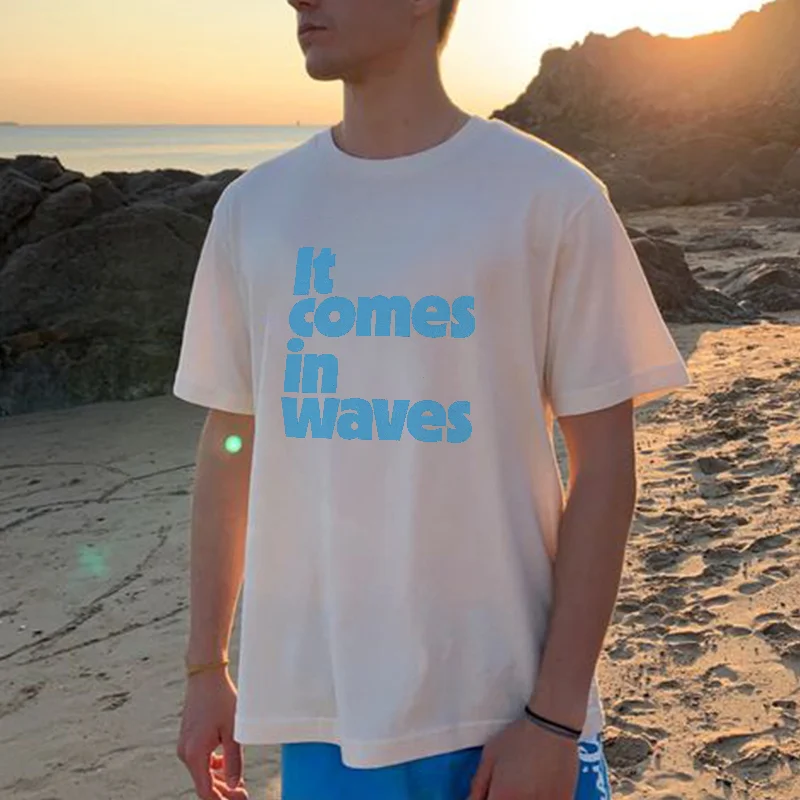 It Comes In Waves Print Summer T-shirt