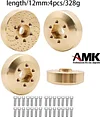 AMK 4pcs RC Brass Wheel Weights, Brass Wheel Hex Hub Adapter for 1.9in / 2.2in Beadlock Wheel Rim 1/10 RC Crawler Car Axial SCX10 Capra TRX4 TRX6 (4pcs 15mm Brass Weights)