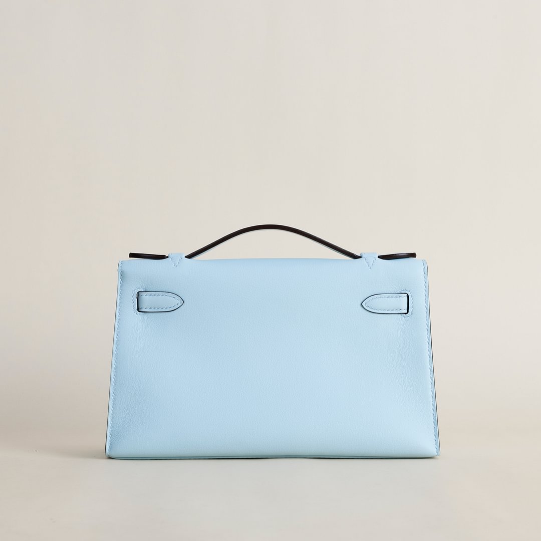 Kelly pochette Swift T0 Bleu Brume&nbsp;PHW