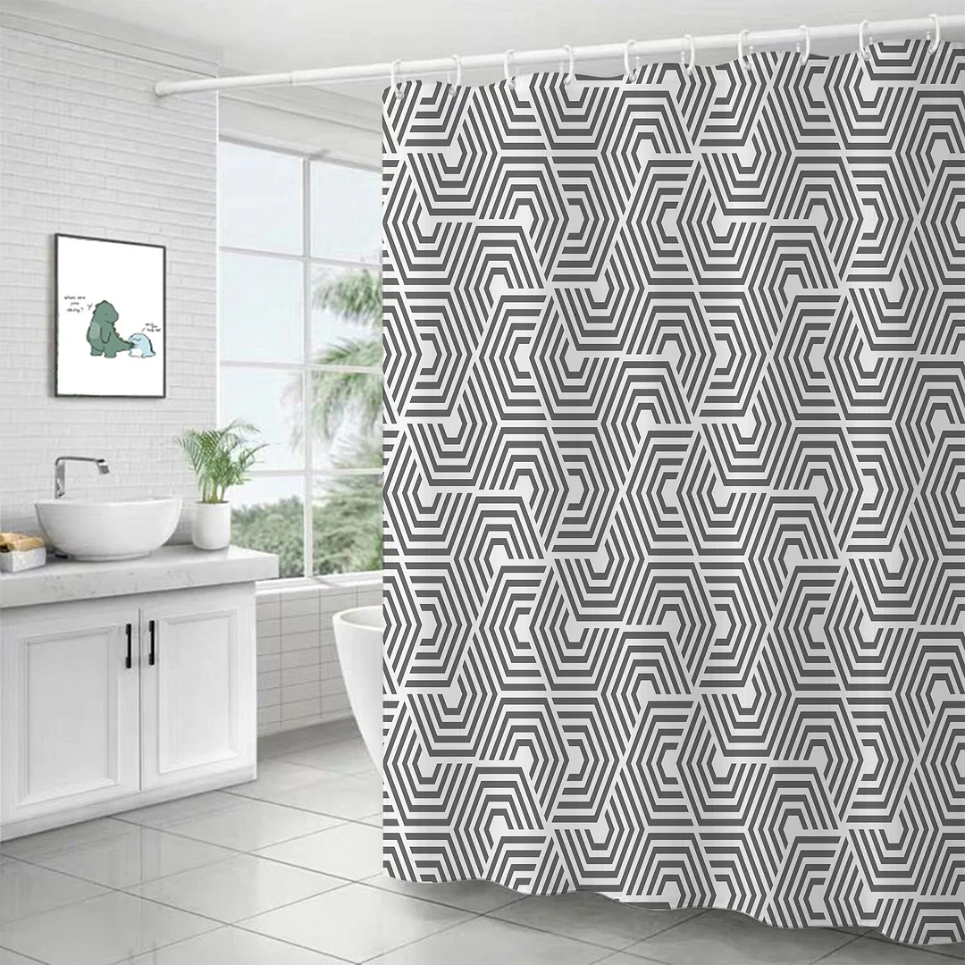 Waterproof Shower Curtains for Bathroom Home Decor Polyester Fabric Shower Curtains Geometric Pattern Multi-size Shower Curtain