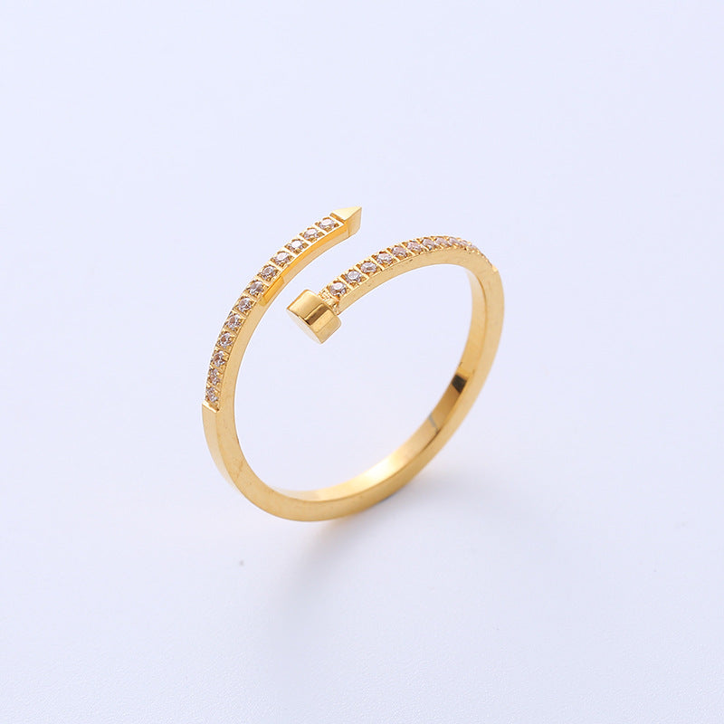 Women Moderate Luxury Studded Titanium Steel Electroplating Rings