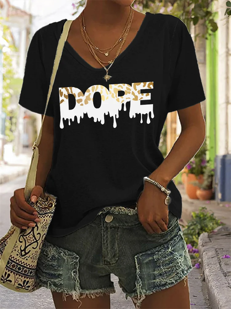 Leopard Dope Black Women Attitude V Neck T Shirt