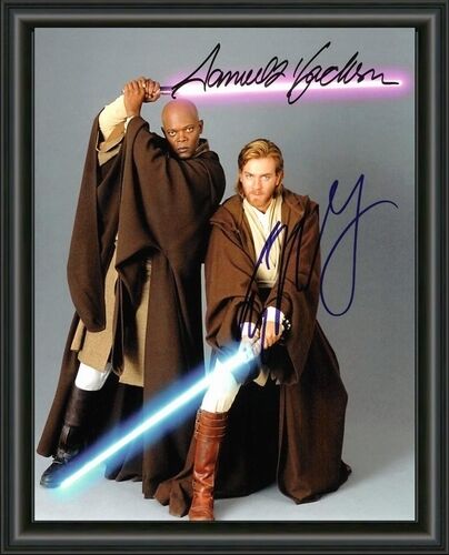 Star Wars Ewan McGregor & Samuel L. Jackson A4 SIGNED AUTOGRAPHED Photo Poster painting POSTER