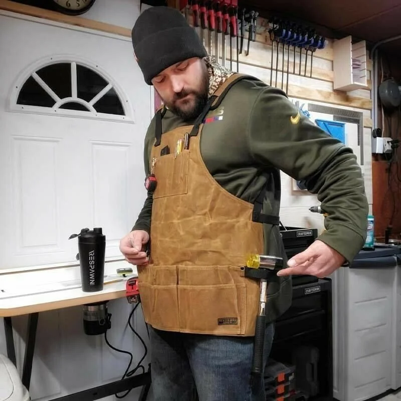 Waxed Canvas Tool Apron--Thickened waterproof and oil-proof denim wind apron