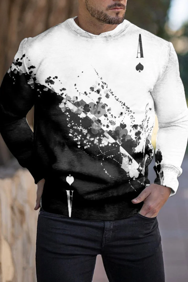 Tiboyz Playing Cards Crew Neck Pullover Sweatshirt