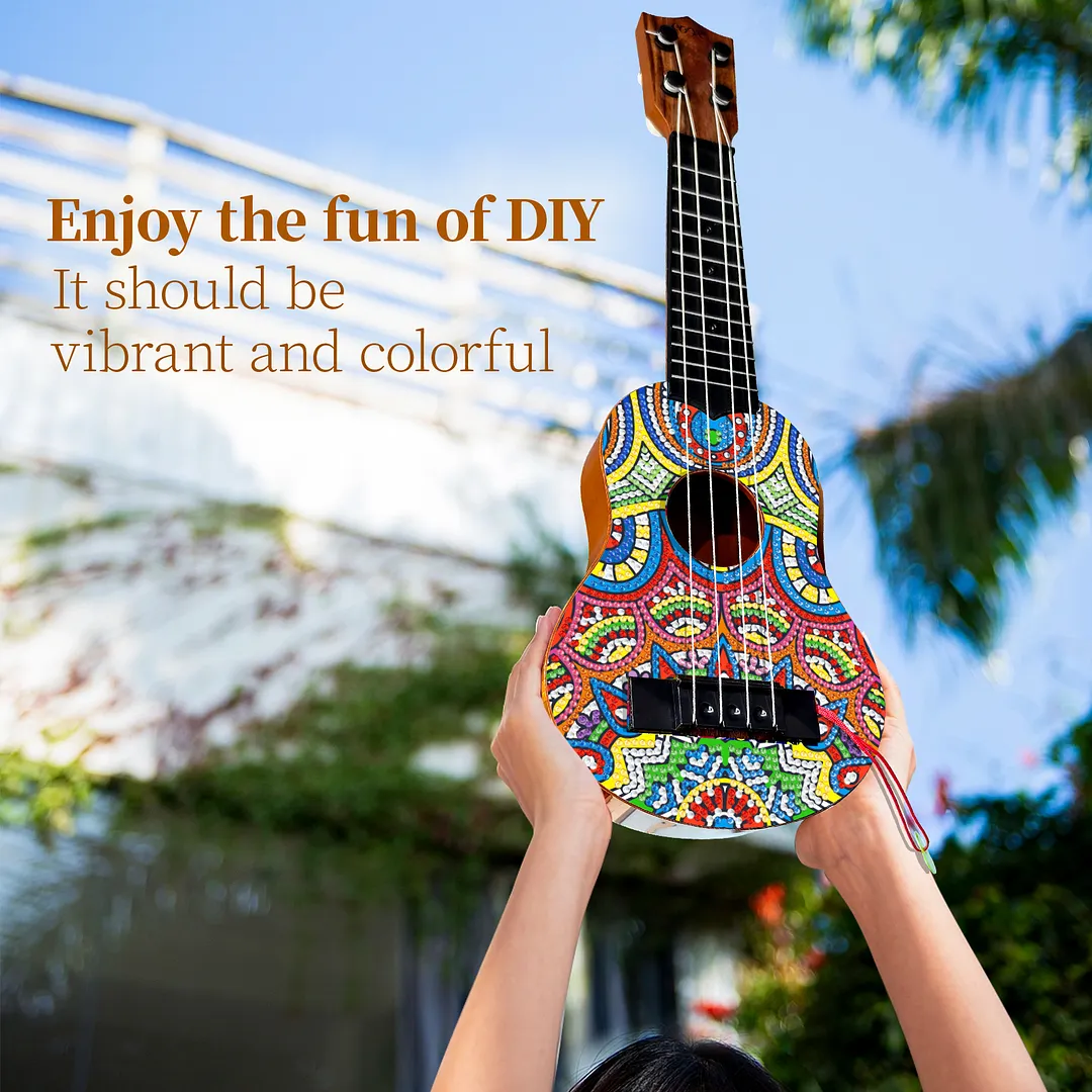 DIY Wooden Guitar Diamond Art Ornament Unique Gifts for Musicians (Mandala)