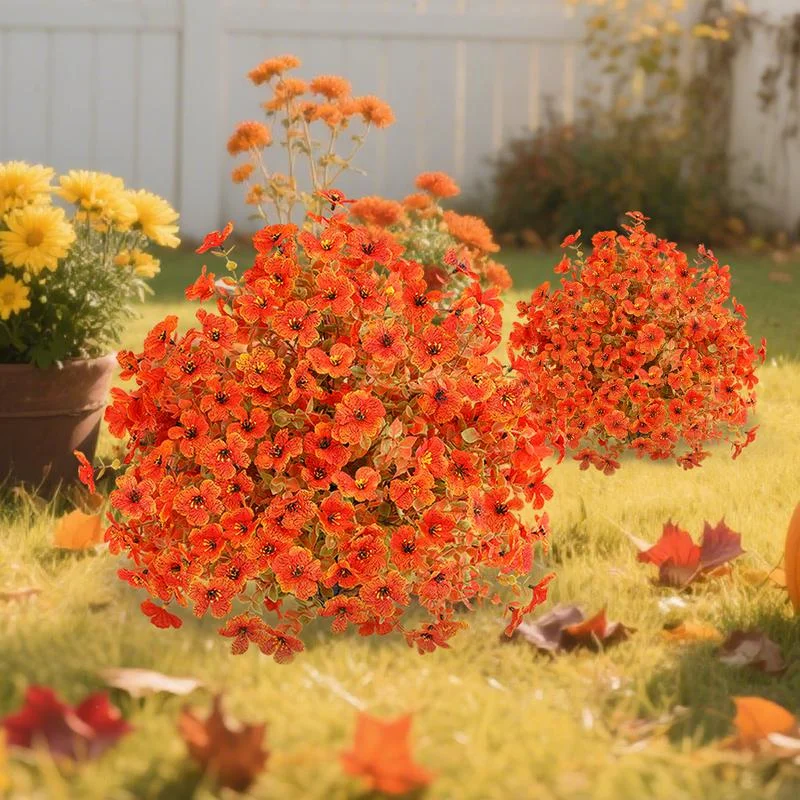 Autumn Artificial Garden Stake with Realistic Flowers, UV Resistant, Windproof, Durable Spike, Low-Maintenance Outdoor Decor