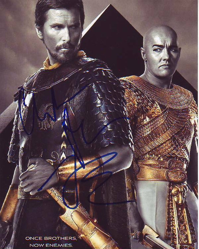 Christian bale and joel edgerton signed exodus moses & ramses 8x10 Photo Poster painting