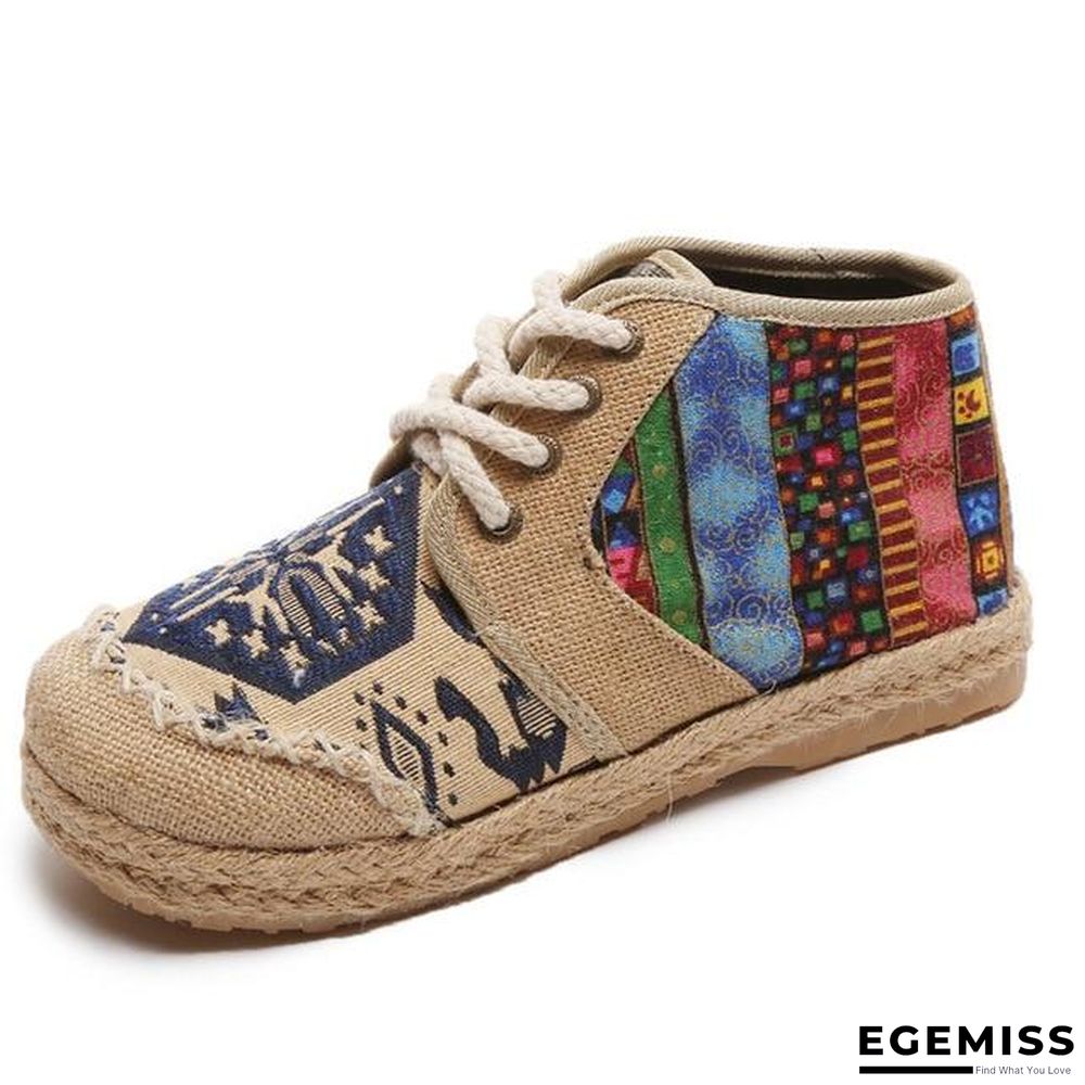 Embroider Shoes Women Ankle Boots Flat Autumn Shoes Comfortable Lace-Up Shoes Flats | EGEMISS