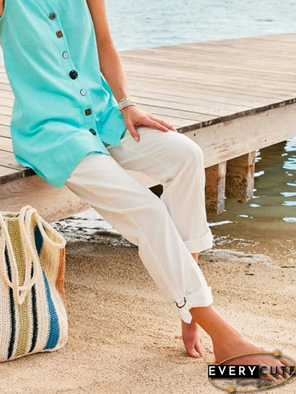 Casual Cotton Solid Pants