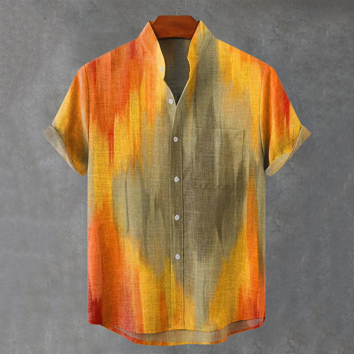Men's Abstract Art Geometry Print Linen Blend Cozy Shirt  artssus