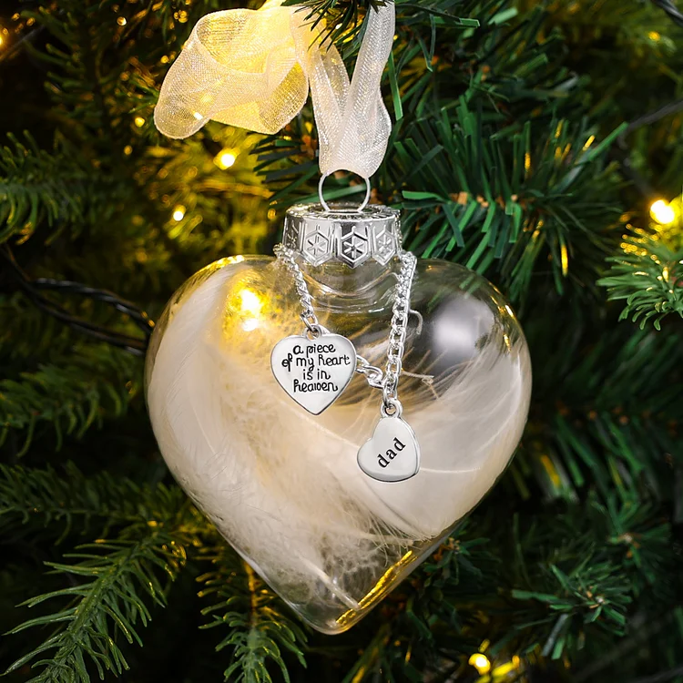  Memorial Christmas Ornaments Feather Ball - A Piece of My Heart Is In Heaven Memorial Ornament