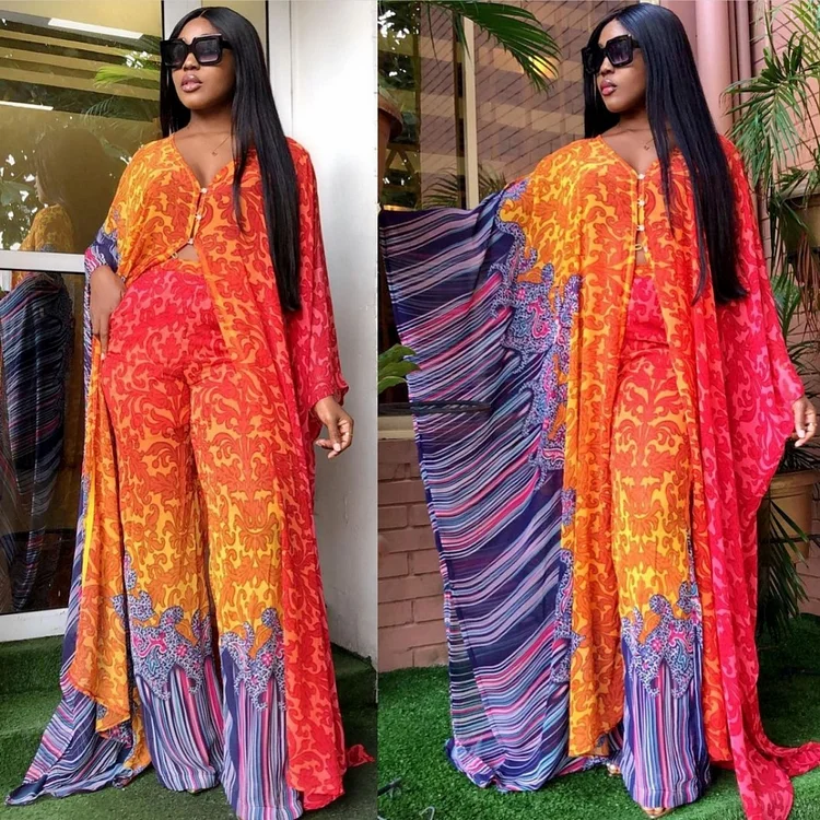 Two Piece Set Dashiki Summer African Clothes For Women 2022 Fashion Long Dress Sets Pants Suits Outfits Party Dresses Big Size