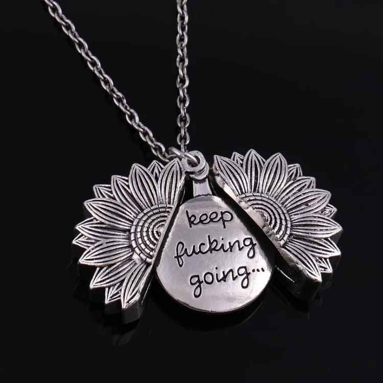 Keep Fucking Going Sunflower Lettering Necklace