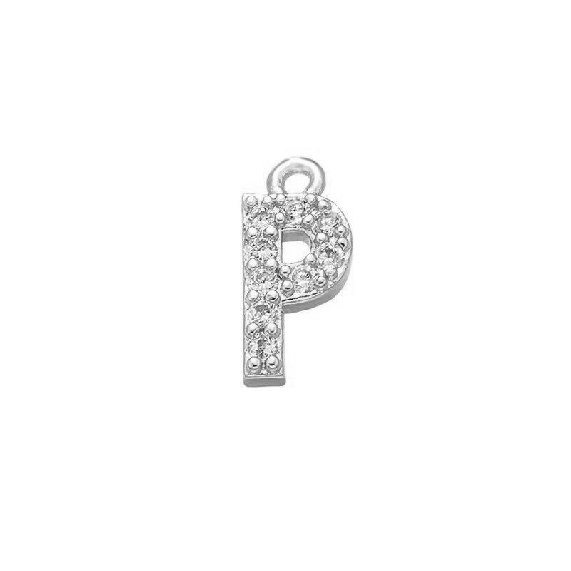 1 Piece 925 Sterling Silver Zircon 22K Gold Plated Rhodium Plated Letter Pendant Charms