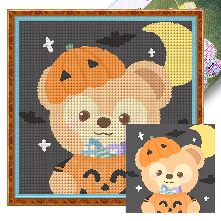 Disney Halloween Bear Duffy (40*40cm) 11CT Stamped Cross Stitch gbfke