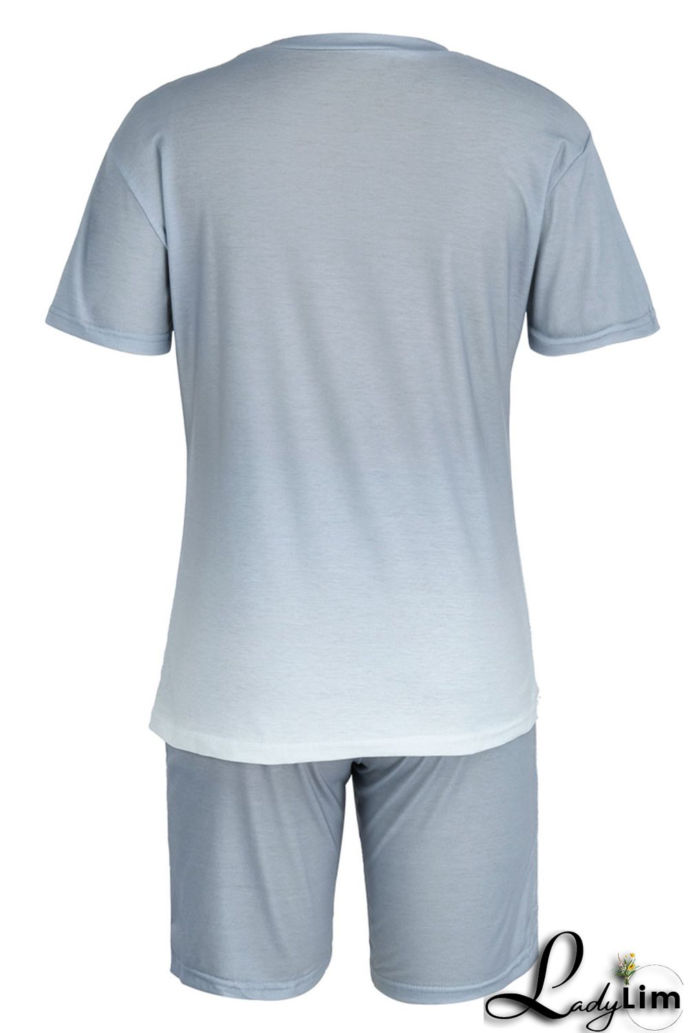 Grey Fashion Casual Street Sportswear Gradual Change Solid O Neck Plus Size Two Pieces