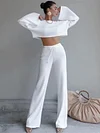 Solid Color Long Sleeve T-Shirts Wide-Leg Pants Sports Casual Suits