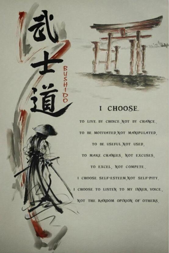 Motivation Quote Poster Prints Bushido Samurai Japanese Art print Silk poster Home Wall Decor