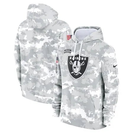 Youth Las Vegas Raiders  White/Gray 2024 Salute To Service Pullover Hoodie