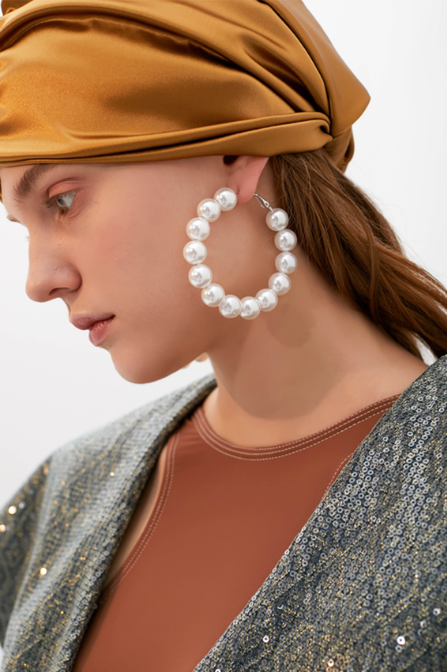 Simple Pearl Hoop Earrings