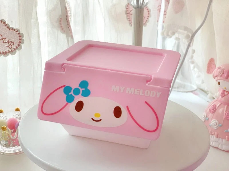 W&G Cute Desktop Superimposed Drawer Storage Box Clamshell Mini Makeup Box Korean Smiley Keys Kawaii Storage Bins